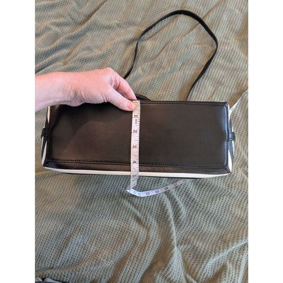 Kate Spade With Tag, Handbag Shoulder 2Way Border Logo White Black Jet Bag - Picture 9 of 10